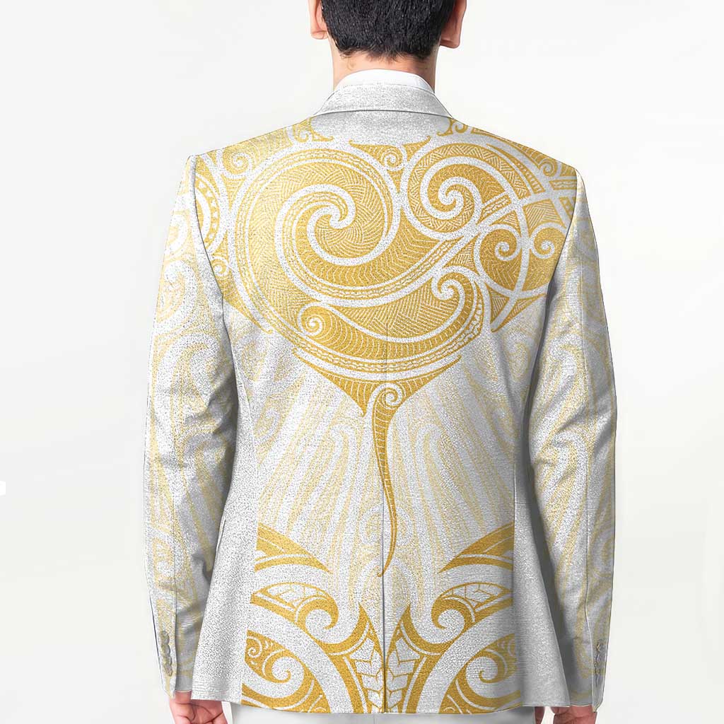 Gold White New Zealand Manta Ray Blazer Aotearoa Maori Haehae - Aussie Hoodie
