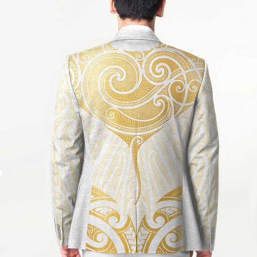 Gold White New Zealand Manta Ray Blazer Aotearoa Maori Haehae - Aussie Hoodie