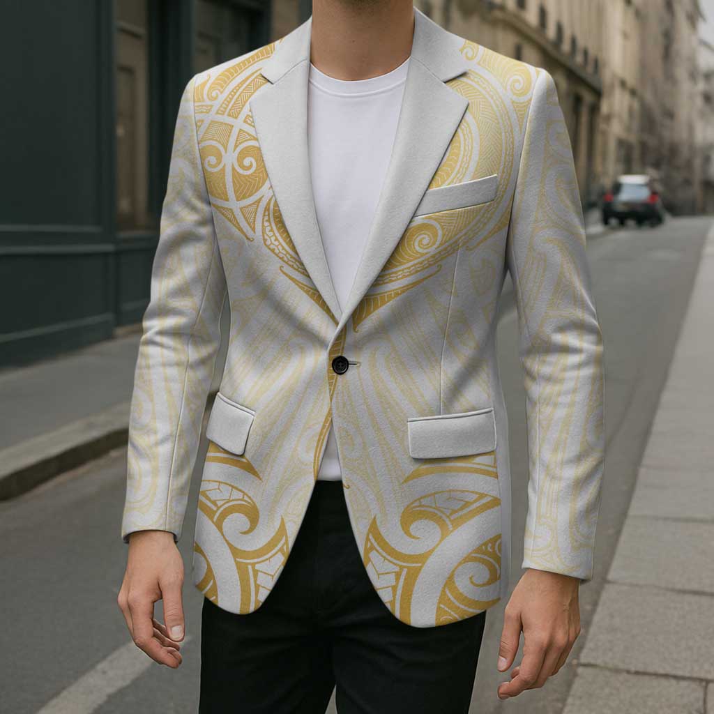 Gold White New Zealand Manta Ray Blazer Aotearoa Maori Haehae - Aussie Hoodie