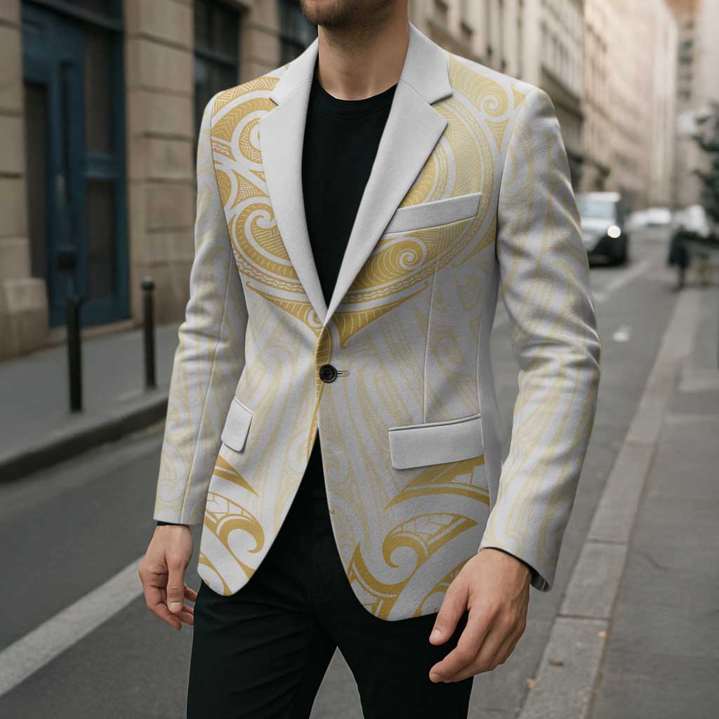 Gold White New Zealand Manta Ray Blazer Aotearoa Maori Haehae - Aussie Hoodie