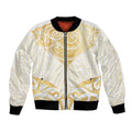 Gold White New Zealand Manta Ray Bomber Jacket Aotearoa Maori Haehae - Aussie Hoodie