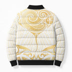 Gold White New Zealand Manta Ray Bomber Puffer Jacket Aotearoa Maori Haehae - Aussie Hoodie