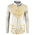 Gold White New Zealand Manta Ray Button Sweatshirt Aotearoa Maori Haehae - Aussie Hoodie