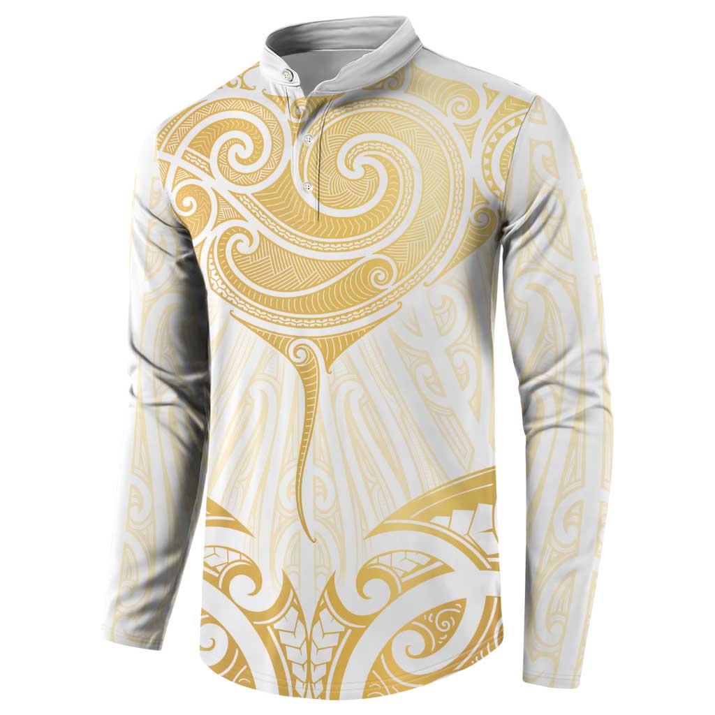 Gold White New Zealand Manta Ray Button Sweatshirt Aotearoa Maori Haehae - Aussie Hoodie