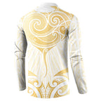 Gold White New Zealand Manta Ray Button Sweatshirt Aotearoa Maori Haehae - Aussie Hoodie