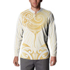 Gold White New Zealand Manta Ray Button Sweatshirt Aotearoa Maori Haehae - Aussie Hoodie
