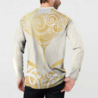 Gold White New Zealand Manta Ray Button Sweatshirt Aotearoa Maori Haehae - Aussie Hoodie