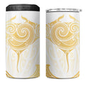Gold White New Zealand Manta Ray 4 in 1 Can Cooler Tumbler Aotearoa Maori Haehae - Aussie Hoodie