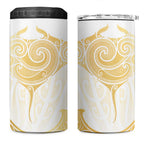 Gold White New Zealand Manta Ray 4 in 1 Can Cooler Tumbler Aotearoa Maori Haehae - Aussie Hoodie
