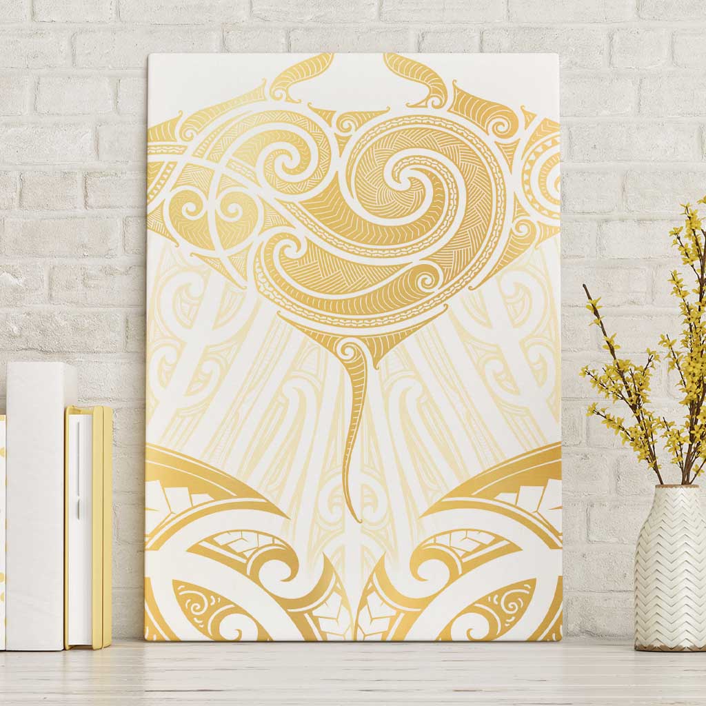 Gold White New Zealand Manta Ray Canvas Wall Art Aotearoa Maori Haehae - Aussie Hoodie