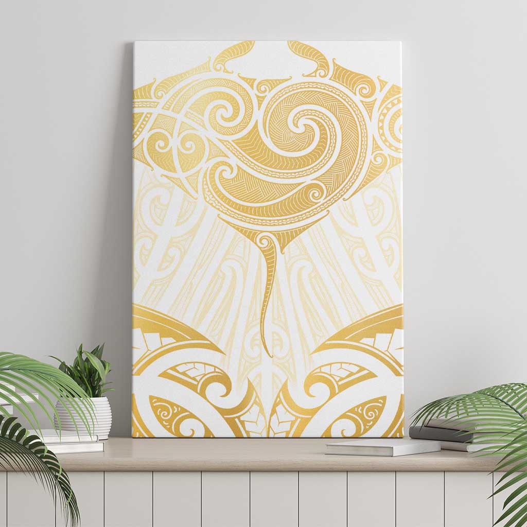 Gold White New Zealand Manta Ray Canvas Wall Art Aotearoa Maori Haehae - Aussie Hoodie