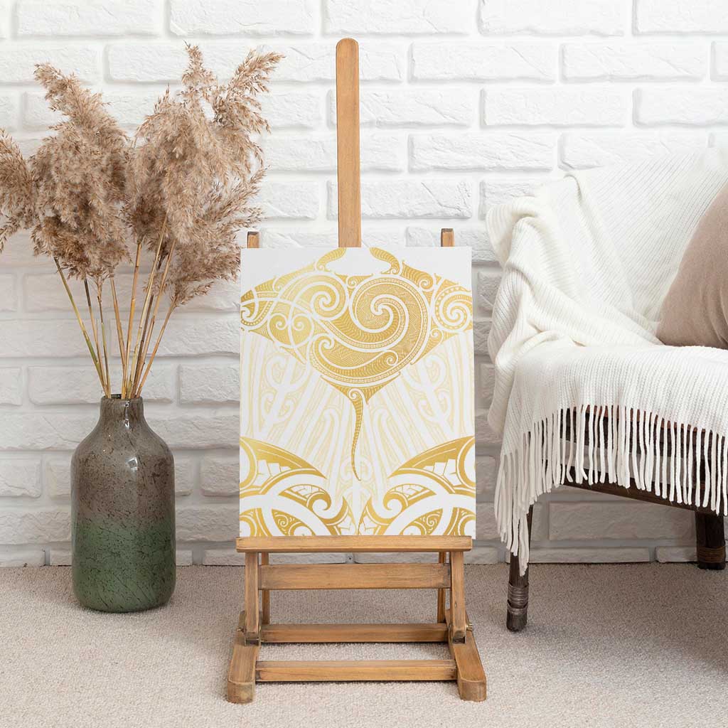 Gold White New Zealand Manta Ray Canvas Wall Art Aotearoa Maori Haehae - Aussie Hoodie