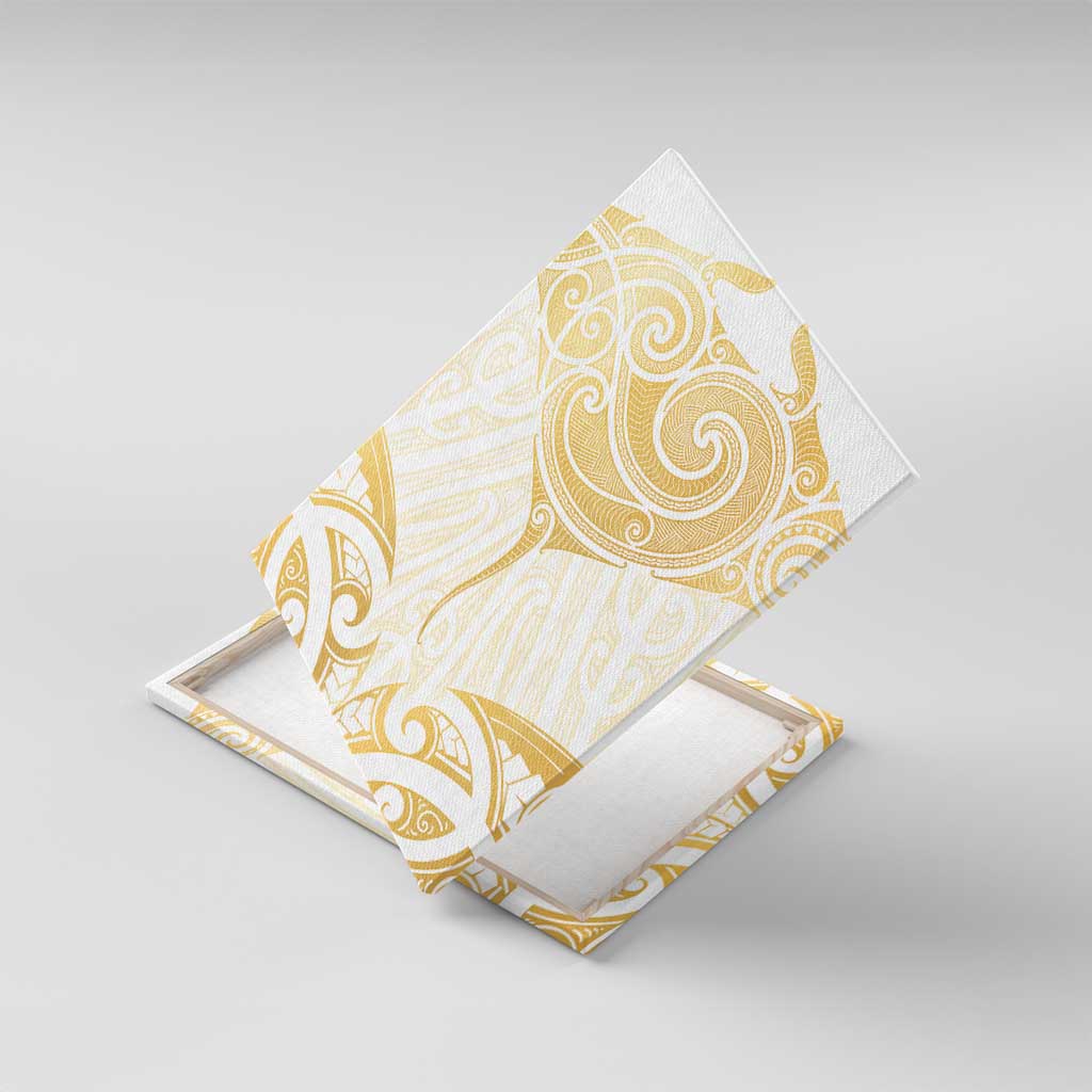 Gold White New Zealand Manta Ray Canvas Wall Art Aotearoa Maori Haehae - Aussie Hoodie