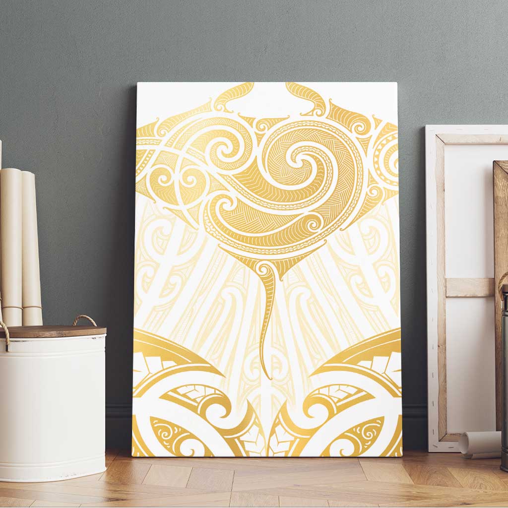 Gold White New Zealand Manta Ray Canvas Wall Art Aotearoa Maori Haehae - Aussie Hoodie