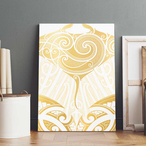 Gold White New Zealand Manta Ray Canvas Wall Art Aotearoa Maori Haehae - Aussie Hoodie