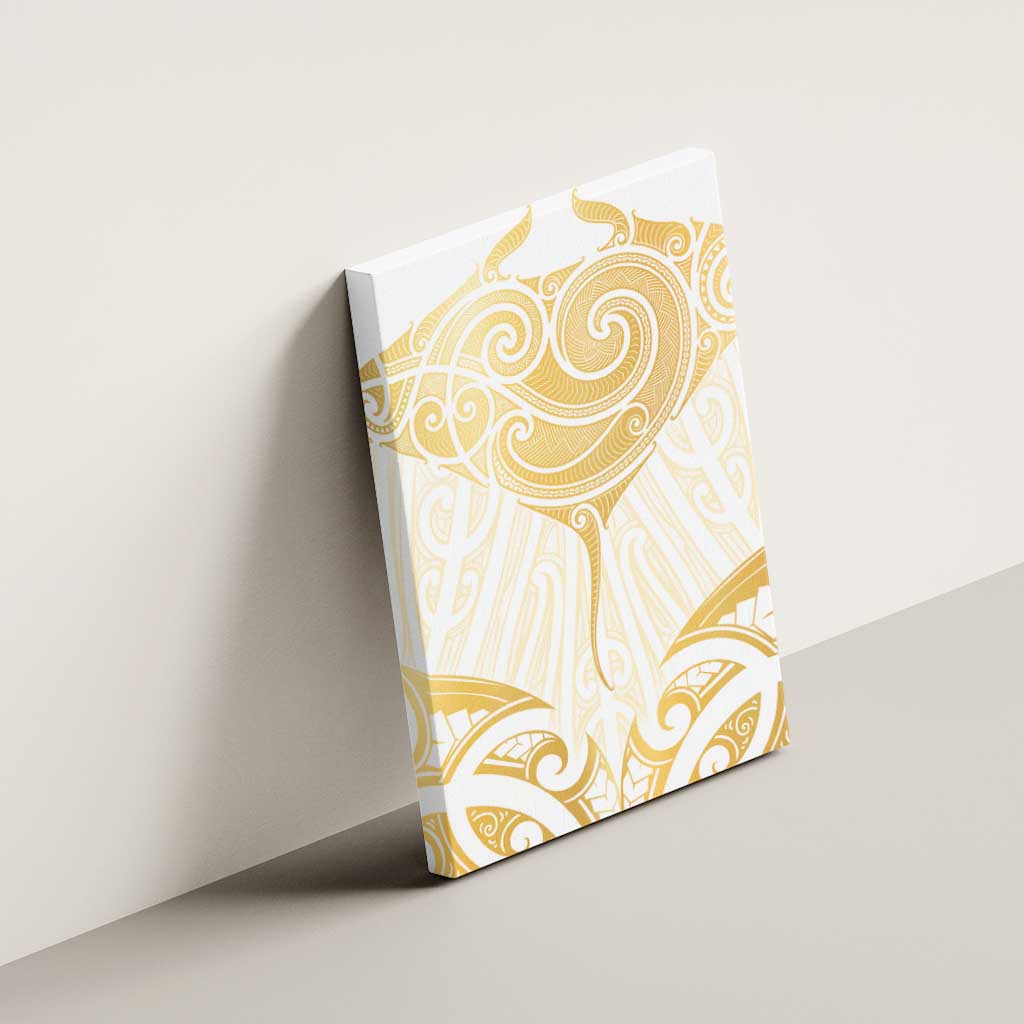 Gold White New Zealand Manta Ray Canvas Wall Art Aotearoa Maori Haehae - Aussie Hoodie