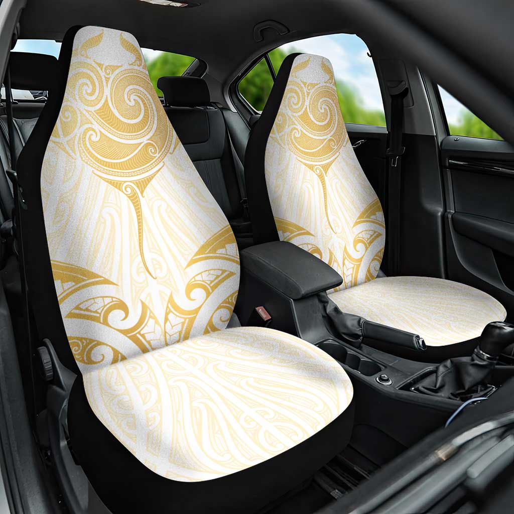 Gold White New Zealand Manta Ray Car Seat Cover Aotearoa Maori Haehae - Aussie Hoodie