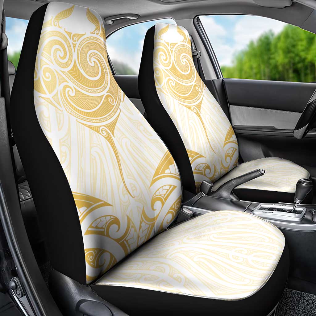 Gold White New Zealand Manta Ray Car Seat Cover Aotearoa Maori Haehae - Aussie Hoodie