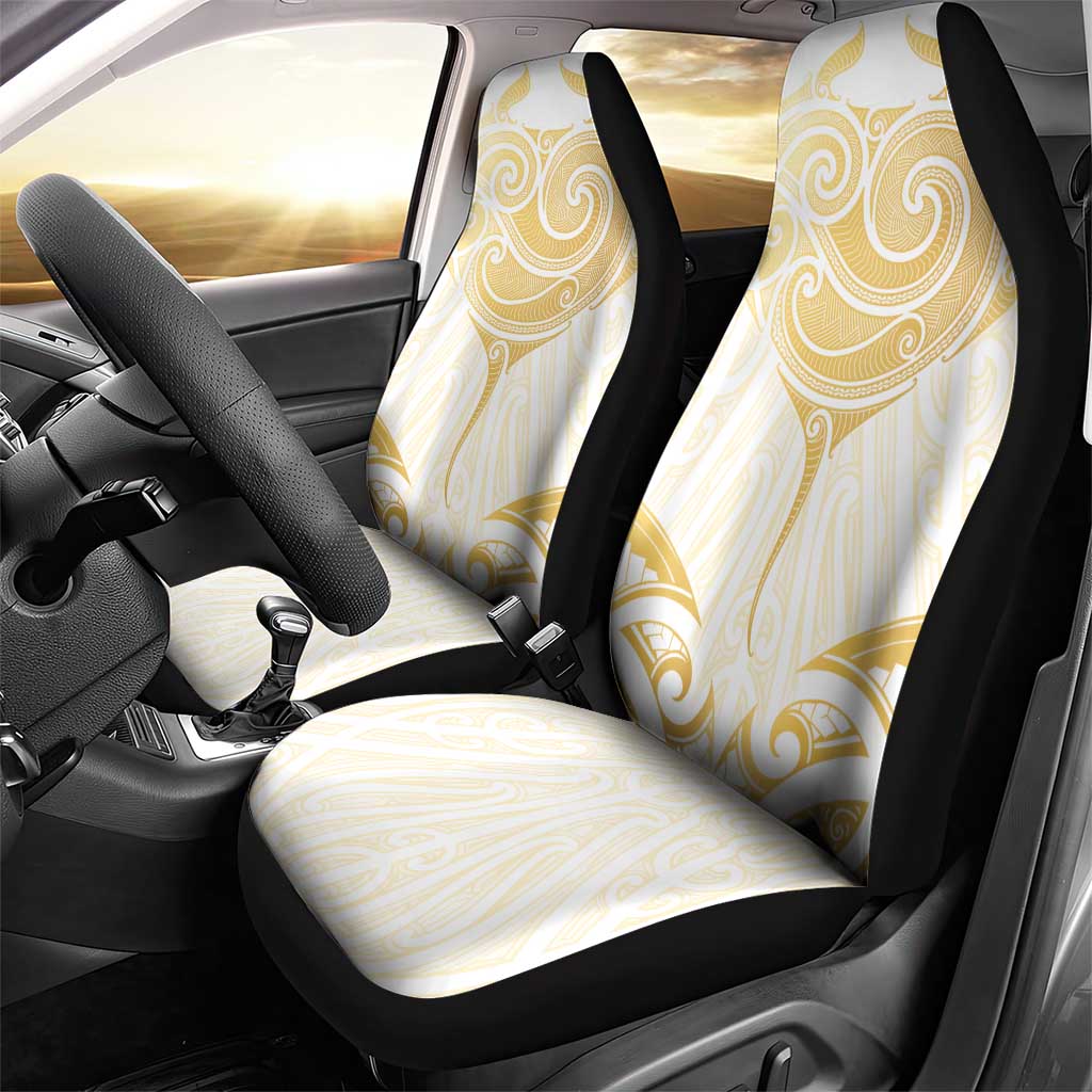 Gold White New Zealand Manta Ray Car Seat Cover Aotearoa Maori Haehae - Aussie Hoodie