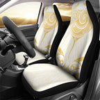 Gold White New Zealand Manta Ray Car Seat Cover Aotearoa Maori Haehae - Aussie Hoodie