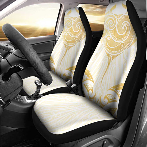 Gold White New Zealand Manta Ray Car Seat Cover Aotearoa Maori Haehae - Aussie Hoodie