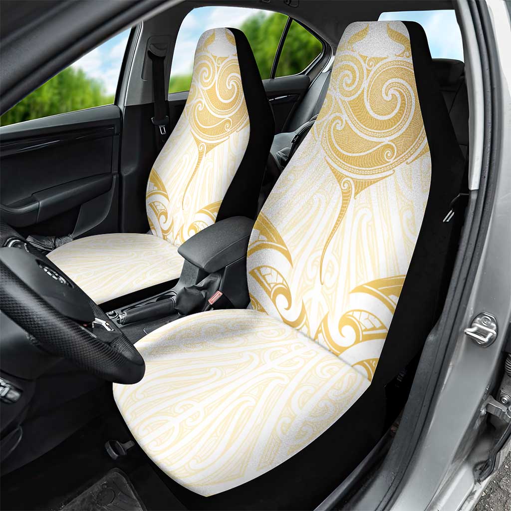 Gold White New Zealand Manta Ray Car Seat Cover Aotearoa Maori Haehae - Aussie Hoodie