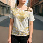 Gold White New Zealand Manta Ray Cross Shoulder Shirt Aotearoa Maori Haehae - Aussie Hoodie