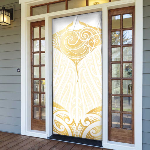 Gold White New Zealand Manta Ray Door Cover Aotearoa Maori Haehae - Aussie Hoodie