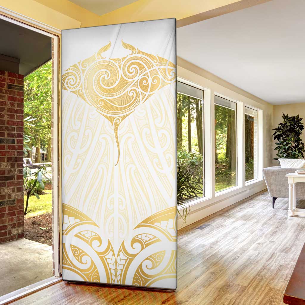Gold White New Zealand Manta Ray Door Cover Aotearoa Maori Haehae - Aussie Hoodie