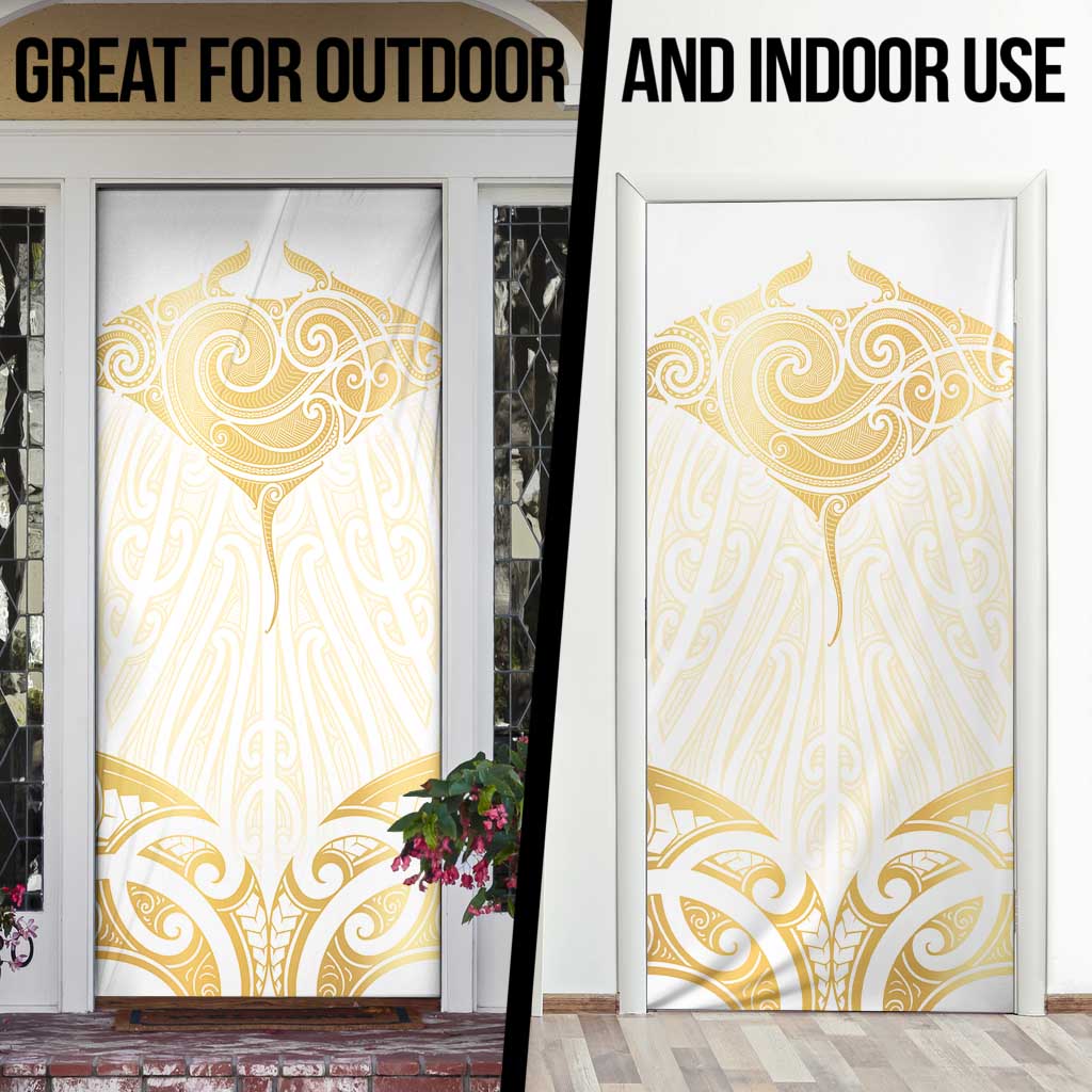 Gold White New Zealand Manta Ray Door Cover Aotearoa Maori Haehae - Aussie Hoodie