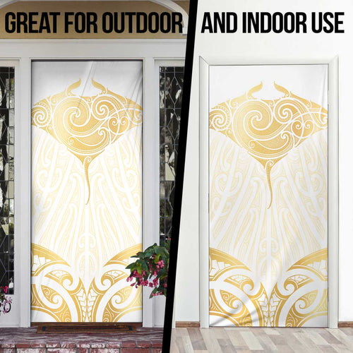 Gold White New Zealand Manta Ray Door Cover Aotearoa Maori Haehae - Aussie Hoodie
