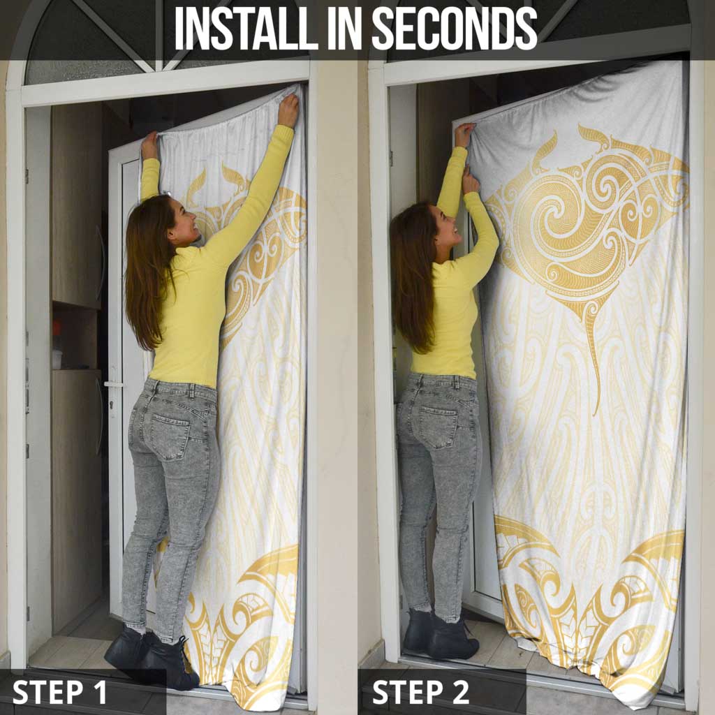 Gold White New Zealand Manta Ray Door Cover Aotearoa Maori Haehae - Aussie Hoodie
