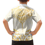 Gold White New Zealand Manta Ray Family Matching Long Sleeve Bodycon Dress and Hawaiian Shirt Aotearoa Maori Haehae - Aussie Hoodie