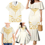 Gold White New Zealand Manta Ray Family Matching Mermaid Dress and Hawaiian Shirt Aotearoa Maori Haehae - Aussie Hoodie