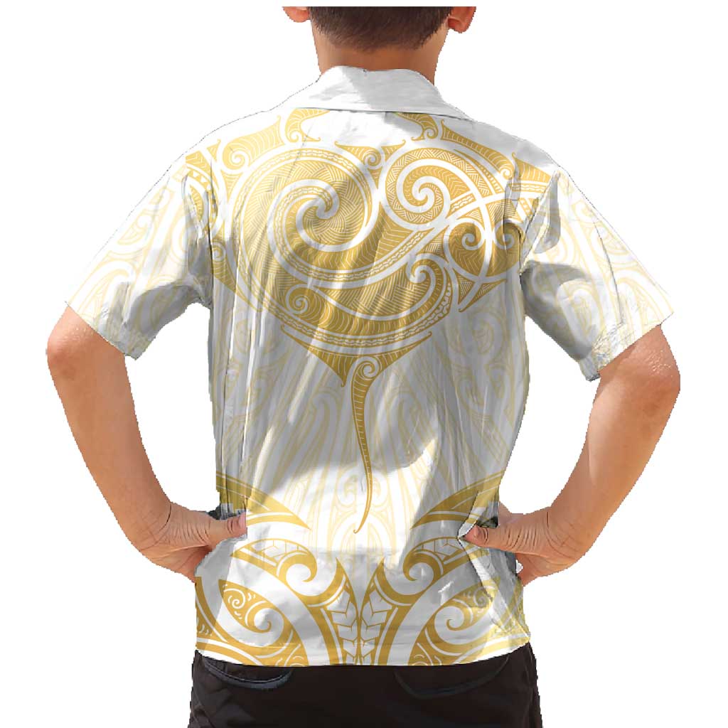 Gold White New Zealand Manta Ray Family Matching Mermaid Dress and Hawaiian Shirt Aotearoa Maori Haehae - Aussie Hoodie