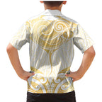 Gold White New Zealand Manta Ray Family Matching Mermaid Dress and Hawaiian Shirt Aotearoa Maori Haehae - Aussie Hoodie