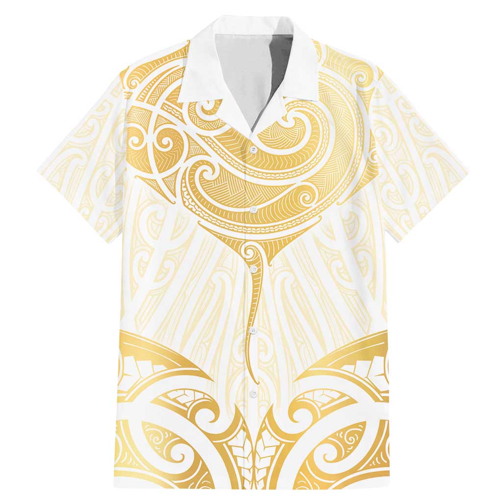 Gold White New Zealand Manta Ray Family Matching Mermaid Dress and Hawaiian Shirt Aotearoa Maori Haehae - Aussie Hoodie