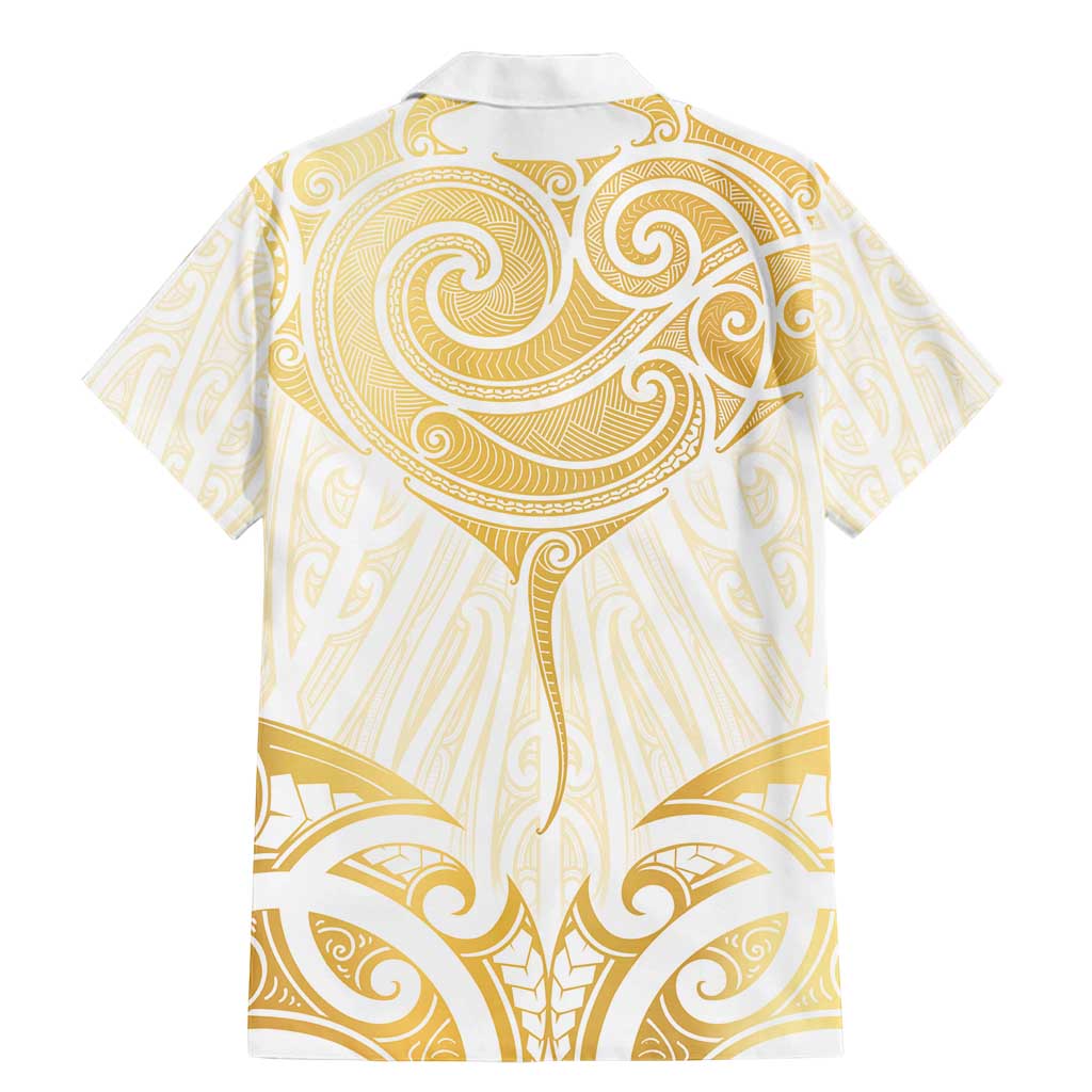 Gold White New Zealand Manta Ray Family Matching Mermaid Dress and Hawaiian Shirt Aotearoa Maori Haehae - Aussie Hoodie