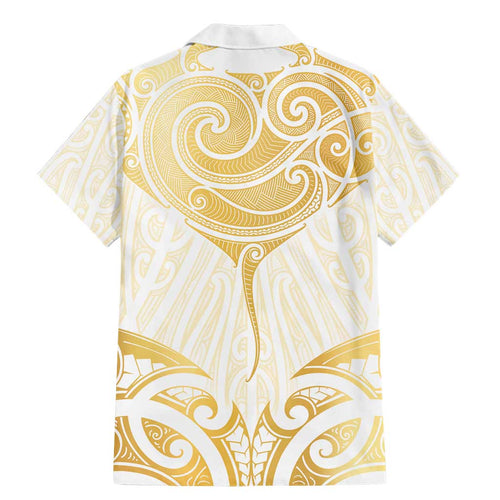 Gold White New Zealand Manta Ray Family Matching Mermaid Dress and Hawaiian Shirt Aotearoa Maori Haehae - Aussie Hoodie