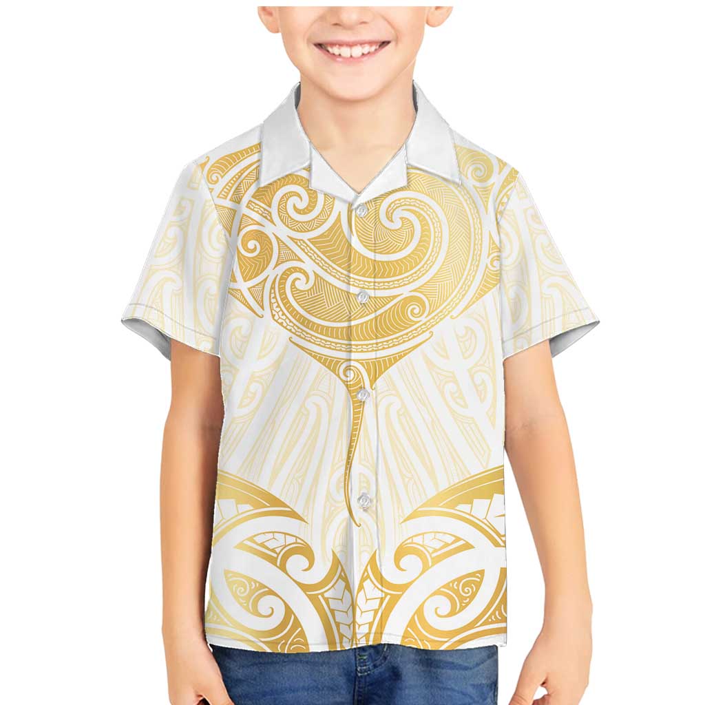 Gold White New Zealand Manta Ray Family Matching Mermaid Dress and Hawaiian Shirt Aotearoa Maori Haehae - Aussie Hoodie