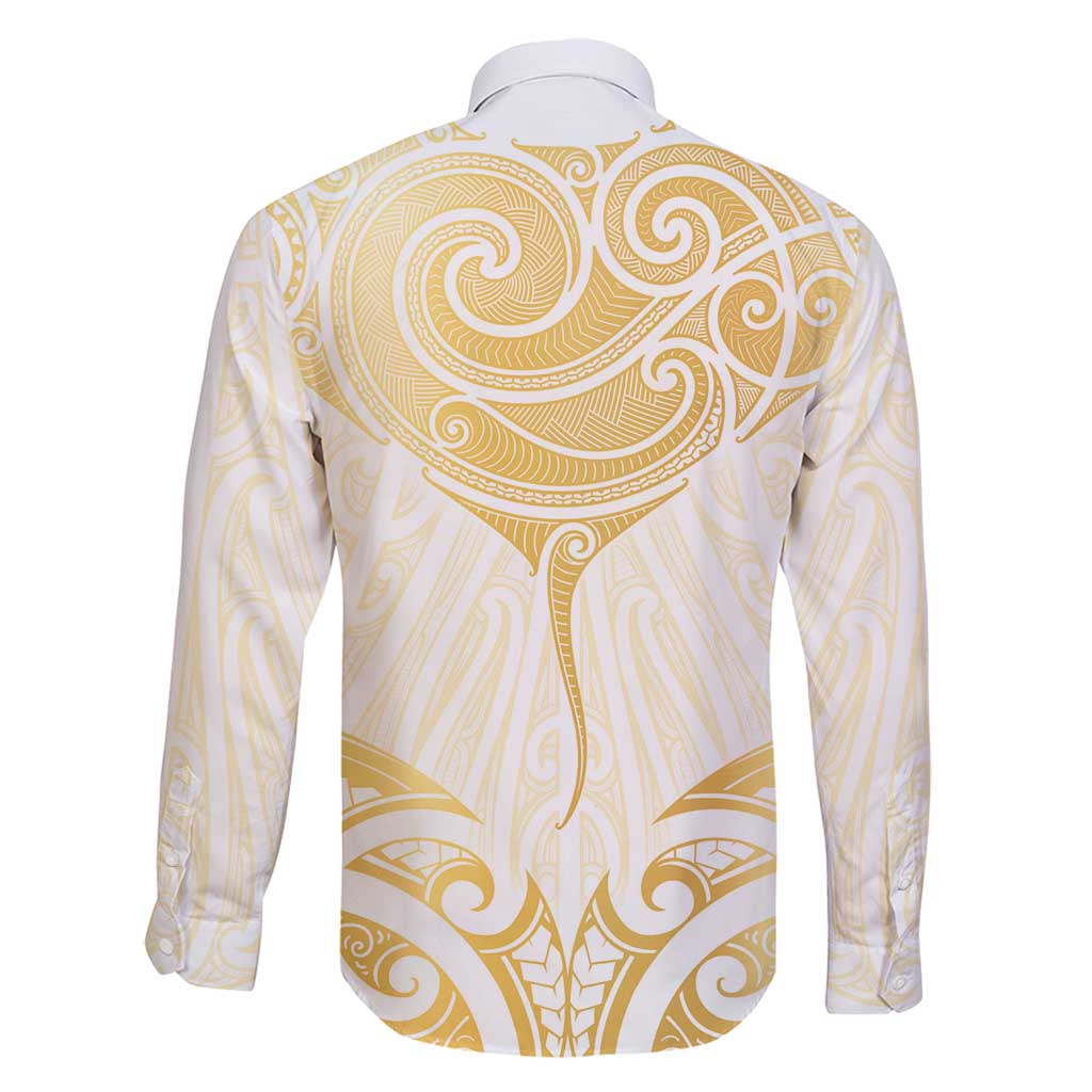 Gold White New Zealand Manta Ray Family Matching Off Shoulder Maxi Dress and Hawaiian Shirt Aotearoa Maori Haehae - Aussie Hoodie