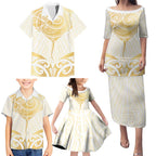 Gold White New Zealand Manta Ray Family Matching Puletasi and Hawaiian Shirt Aotearoa Maori Haehae - Aussie Hoodie