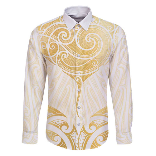 Gold White New Zealand Manta Ray Family Matching Puletasi and Hawaiian Shirt Aotearoa Maori Haehae - Aussie Hoodie