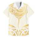 Gold White New Zealand Manta Ray Family Matching Short Sleeve Bodycon Dress and Hawaiian Shirt Aotearoa Maori Haehae - Aussie Hoodie