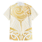 Gold White New Zealand Manta Ray Family Matching Short Sleeve Bodycon Dress and Hawaiian Shirt Aotearoa Maori Haehae - Aussie Hoodie