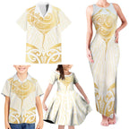 Gold White New Zealand Manta Ray Family Matching Tank Maxi Dress and Hawaiian Shirt Aotearoa Maori Haehae - Aussie Hoodie