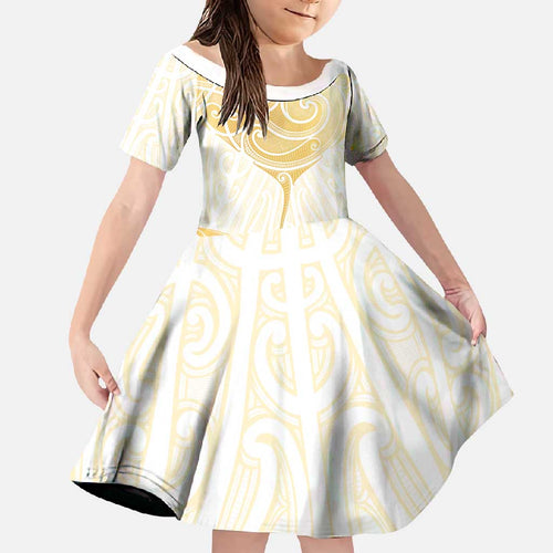 Gold White New Zealand Manta Ray Family Matching Tank Maxi Dress and Hawaiian Shirt Aotearoa Maori Haehae - Aussie Hoodie