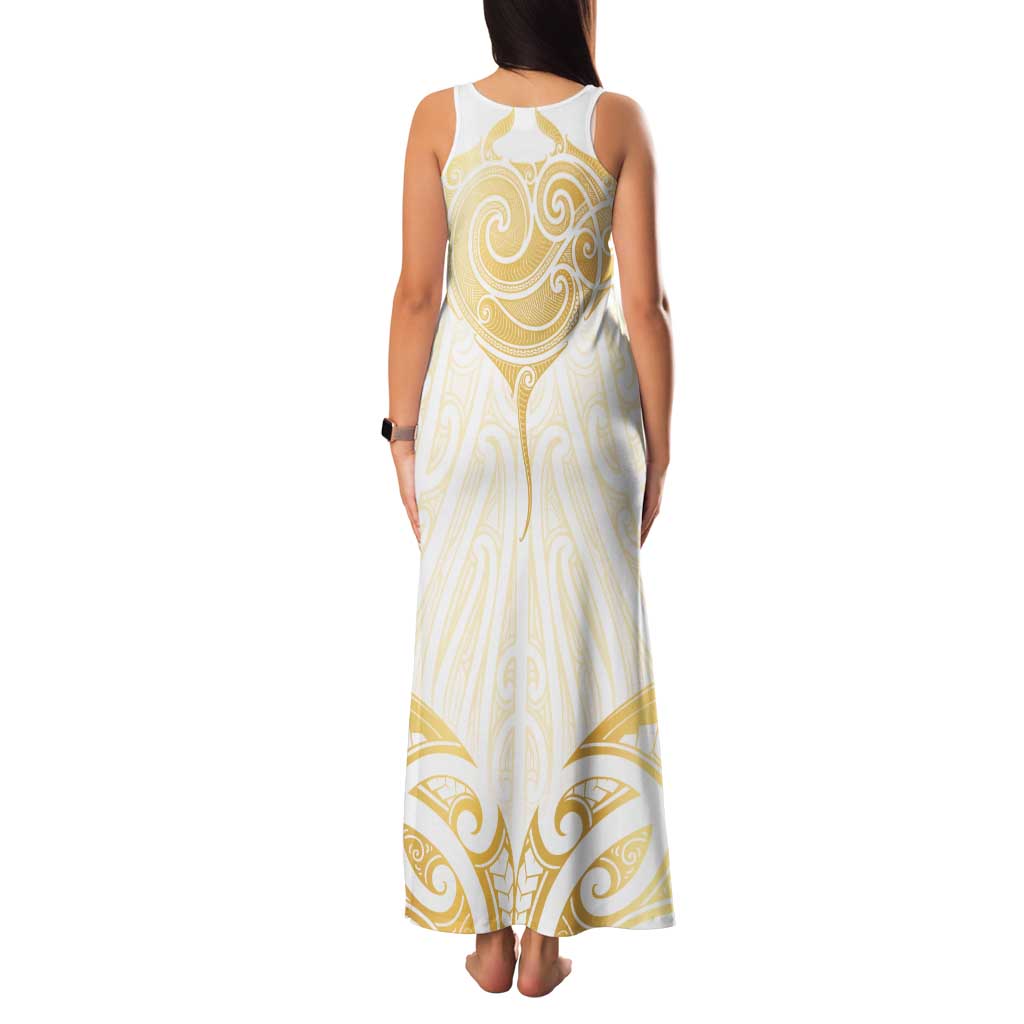 Gold White New Zealand Manta Ray Family Matching Tank Maxi Dress and Hawaiian Shirt Aotearoa Maori Haehae - Aussie Hoodie