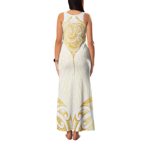 Gold White New Zealand Manta Ray Family Matching Tank Maxi Dress and Hawaiian Shirt Aotearoa Maori Haehae - Aussie Hoodie