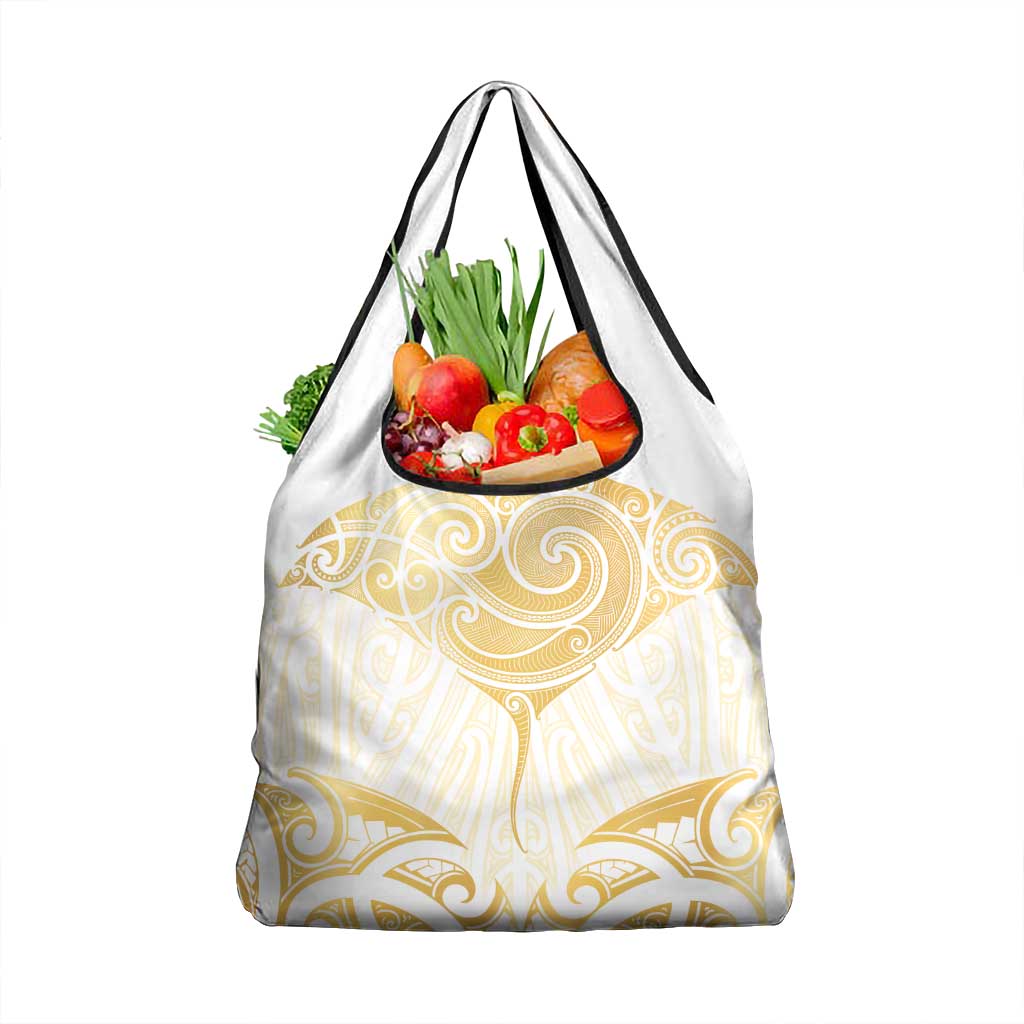 Gold White New Zealand Manta Ray Grocery Bag Aotearoa Maori Haehae - Aussie Hoodie